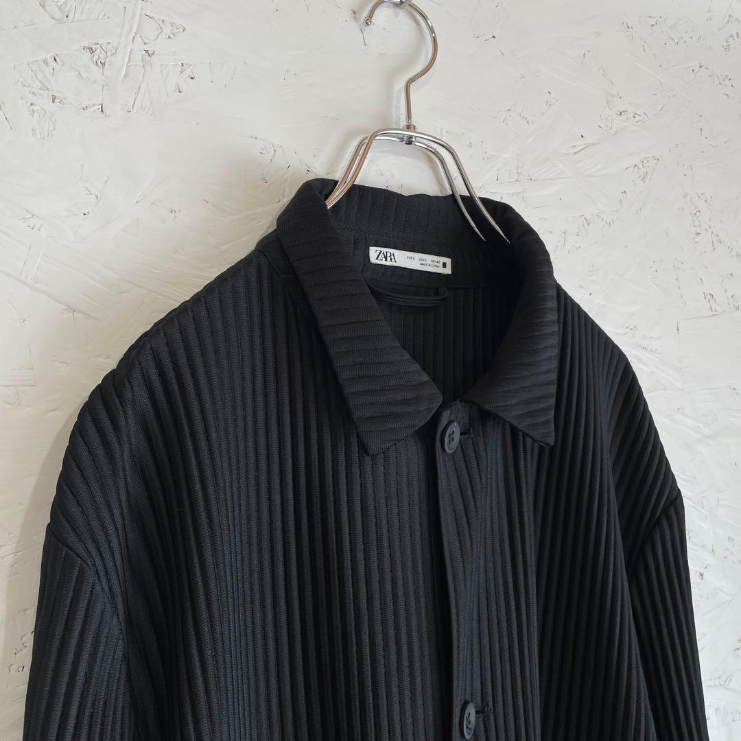 セットアップ【ZARA】プリーツジャケット　テーパードパンツ　黒　L