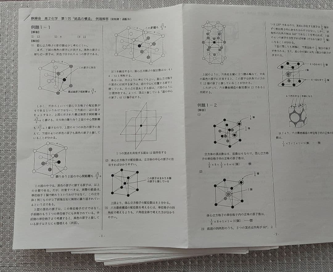 2023年　高2　化学　鉄緑会　化学基礎講座　化学基礎講座問題集　授業プリント