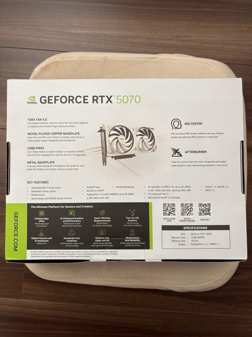 グラフィックボード・グラボ・ビデオカード MSI RTX 5070 VENTUS 2X OC WHITE 12G