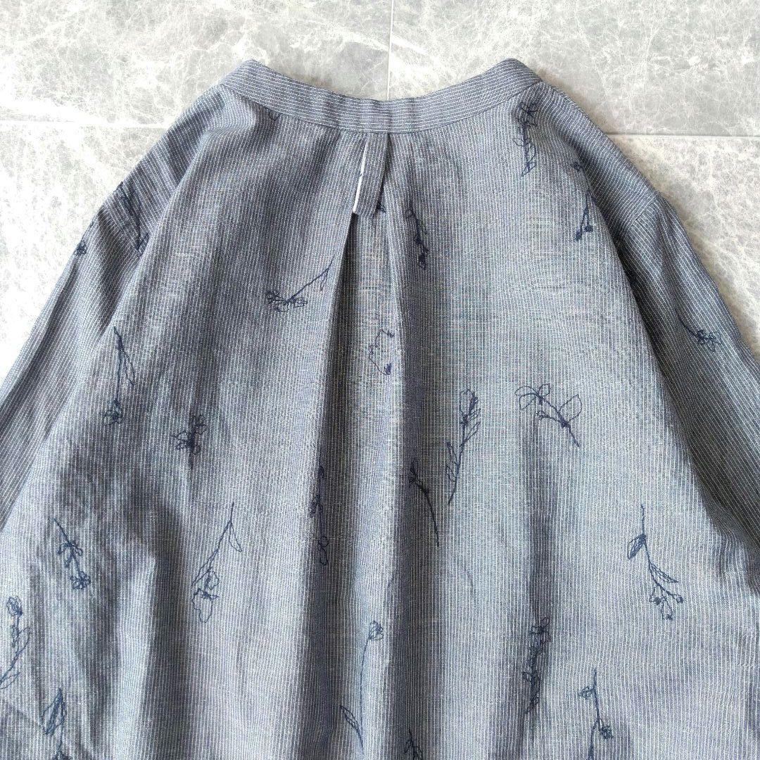 072 パラスパレス 花柄 刺繍 バンドカラー シャツ ワンピース チュニック