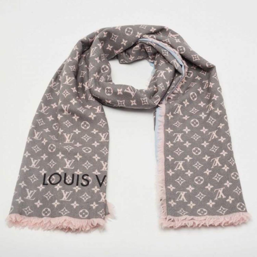 Louis Vuitton ルイヴィトン グレー ピンク マフラー
