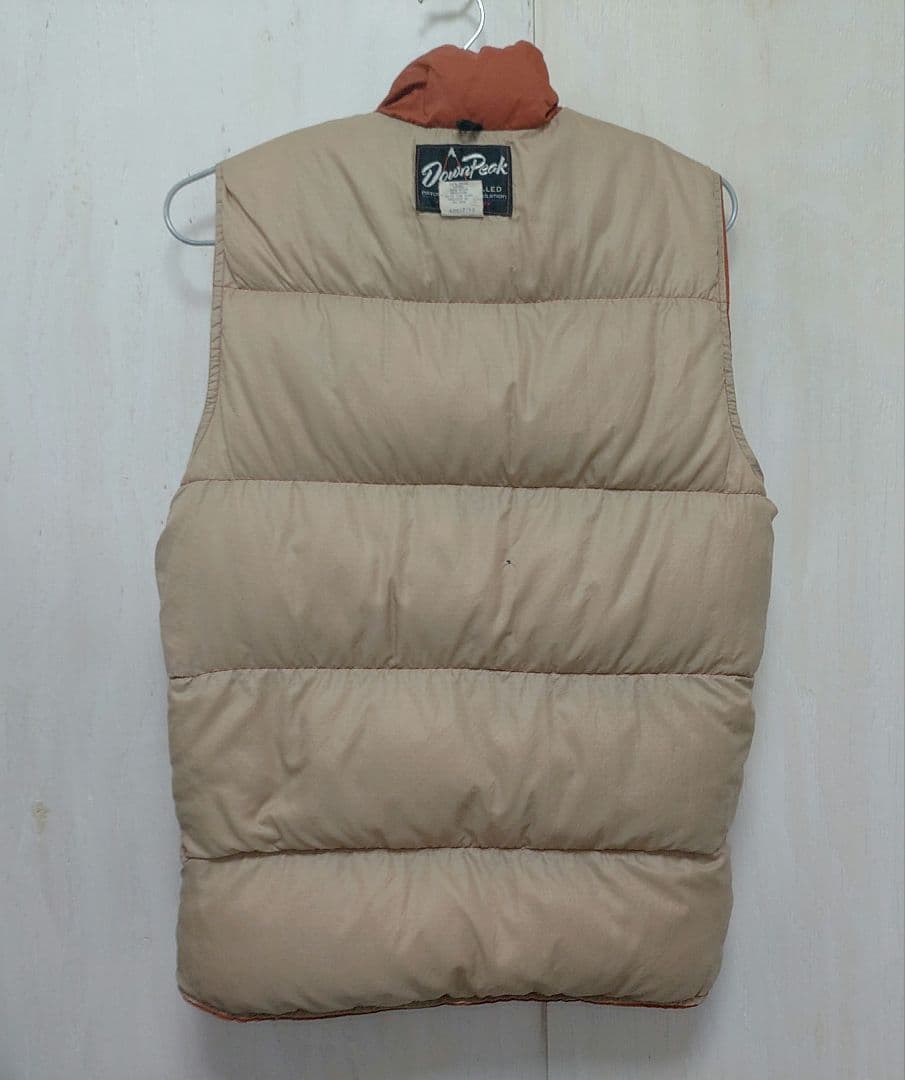値下 70s Down Peak ダウンベスト 茶系オレンジ Vintage