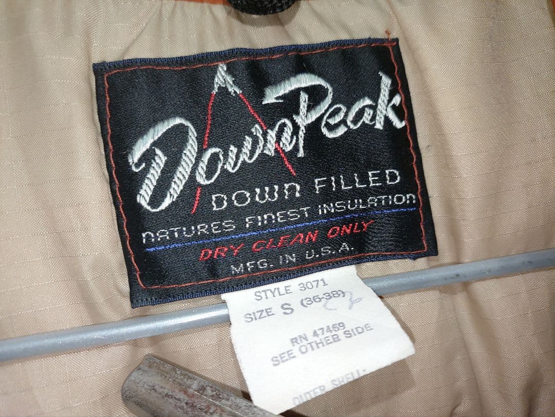 値下 70s Down Peak ダウンベスト 茶系オレンジ Vintage