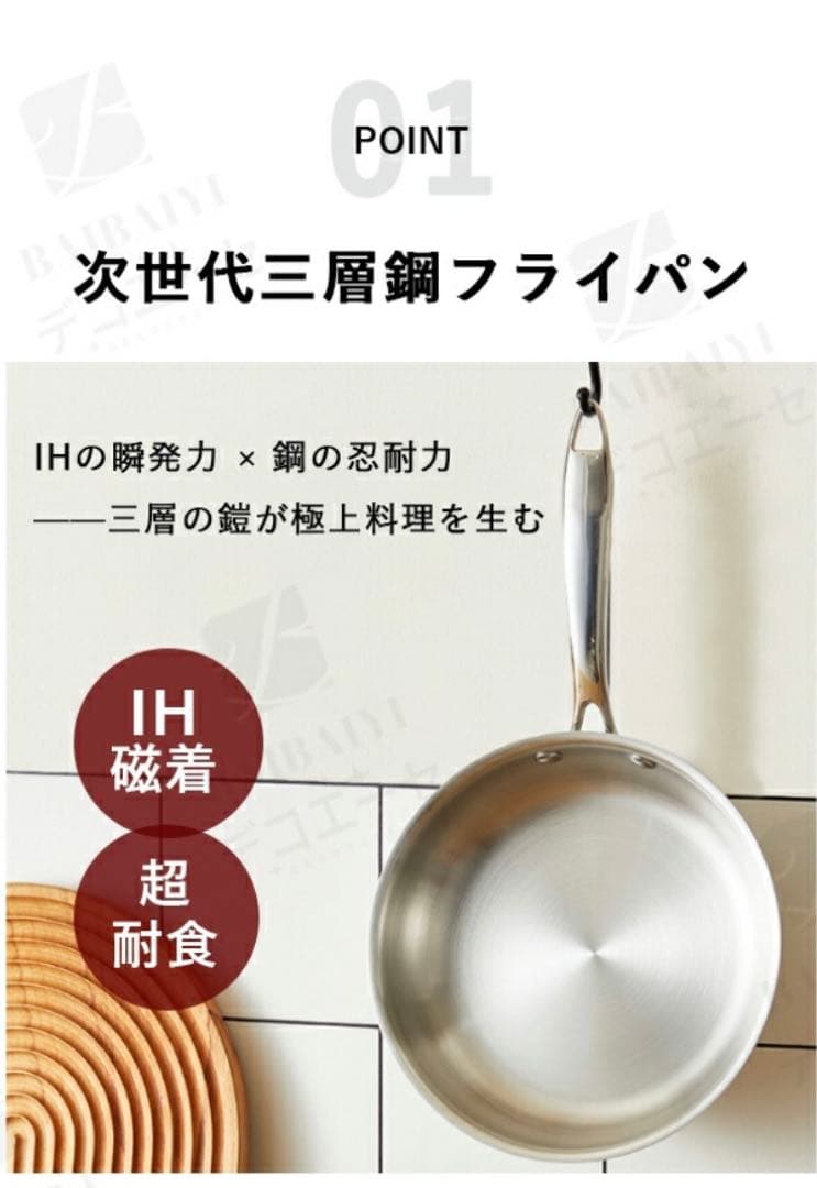 IH対応 三層鋼フライパン 28cm ステンレス