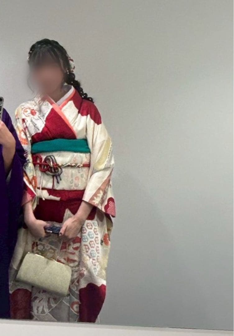 振袖セット 赤 鶴・花柄デザイン
