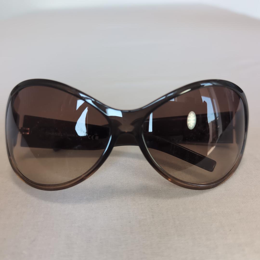 シャネル サングラス ブラウン 66サイズ ココマーク ラインストーン 302