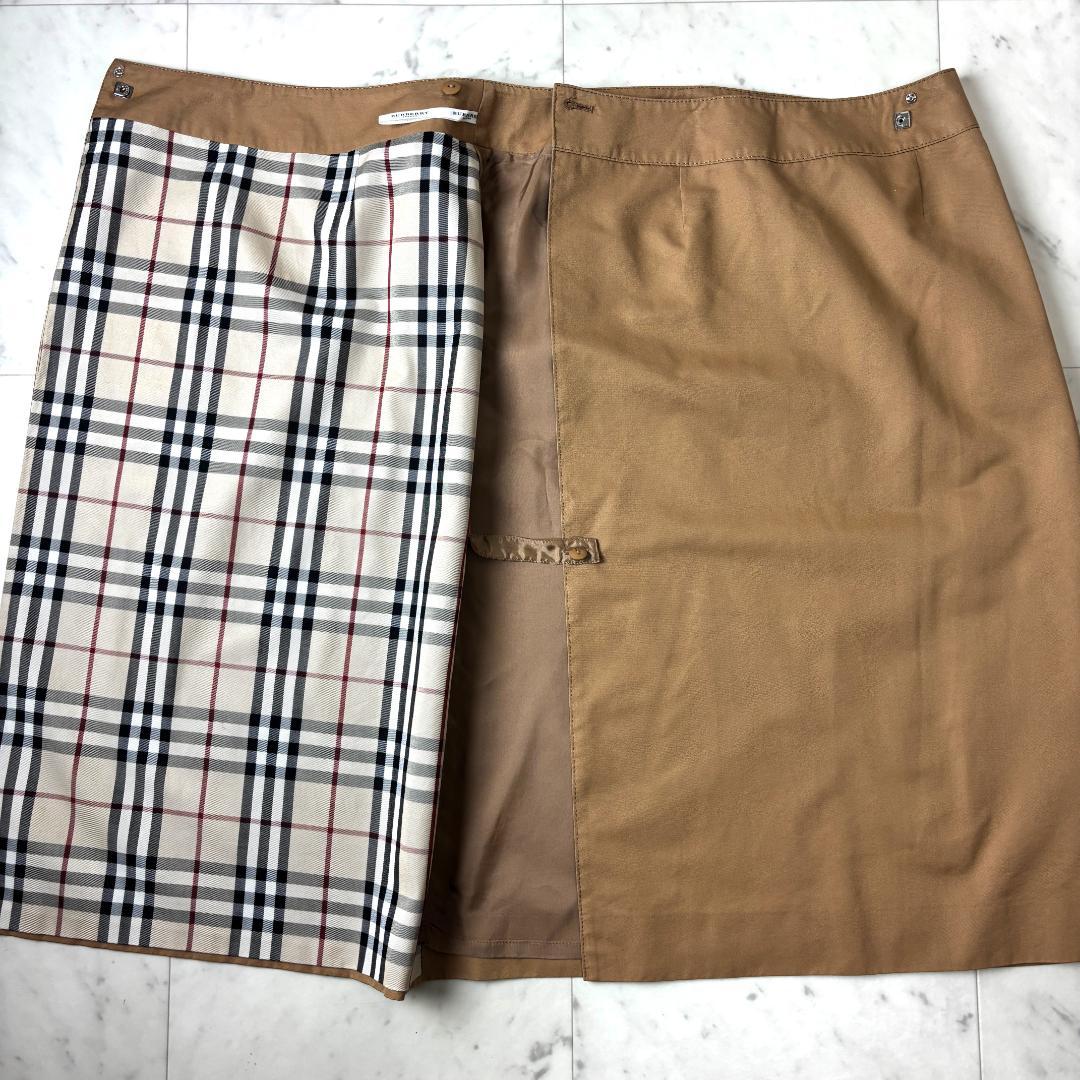 美品✨ バーバリーロンドン L 巻きスカート ノバチェック キャメルブラウン