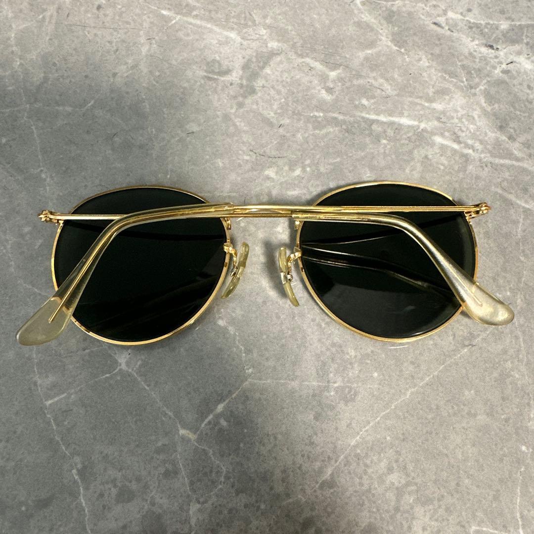 【美品】Ray-Ban B&L USA製　ラウンドメタル　ゴールドサングラスa1