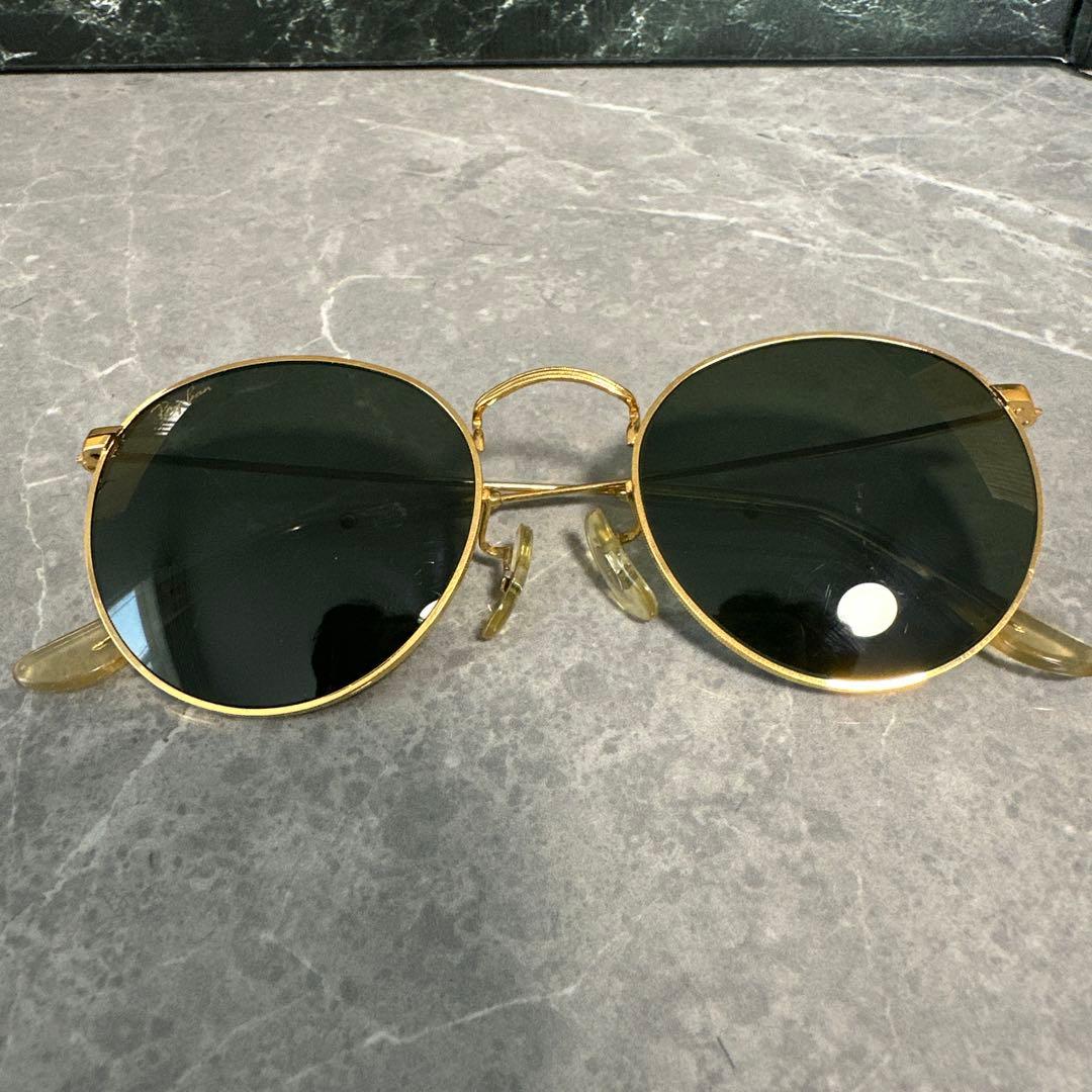 【美品】Ray-Ban B&L USA製　ラウンドメタル　ゴールドサングラスa1