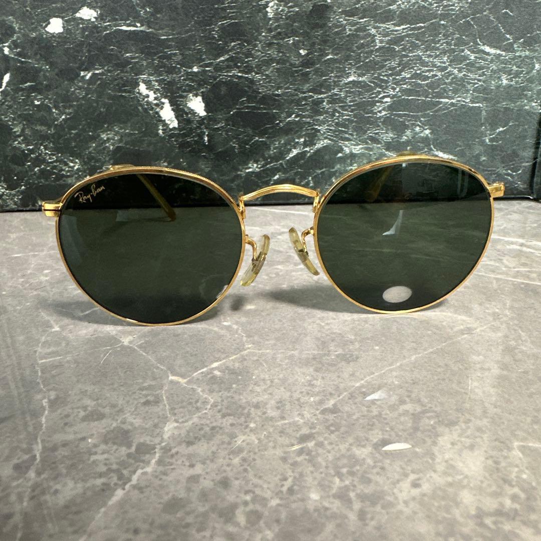 【美品】Ray-Ban B&L USA製　ラウンドメタル　ゴールドサングラスa1