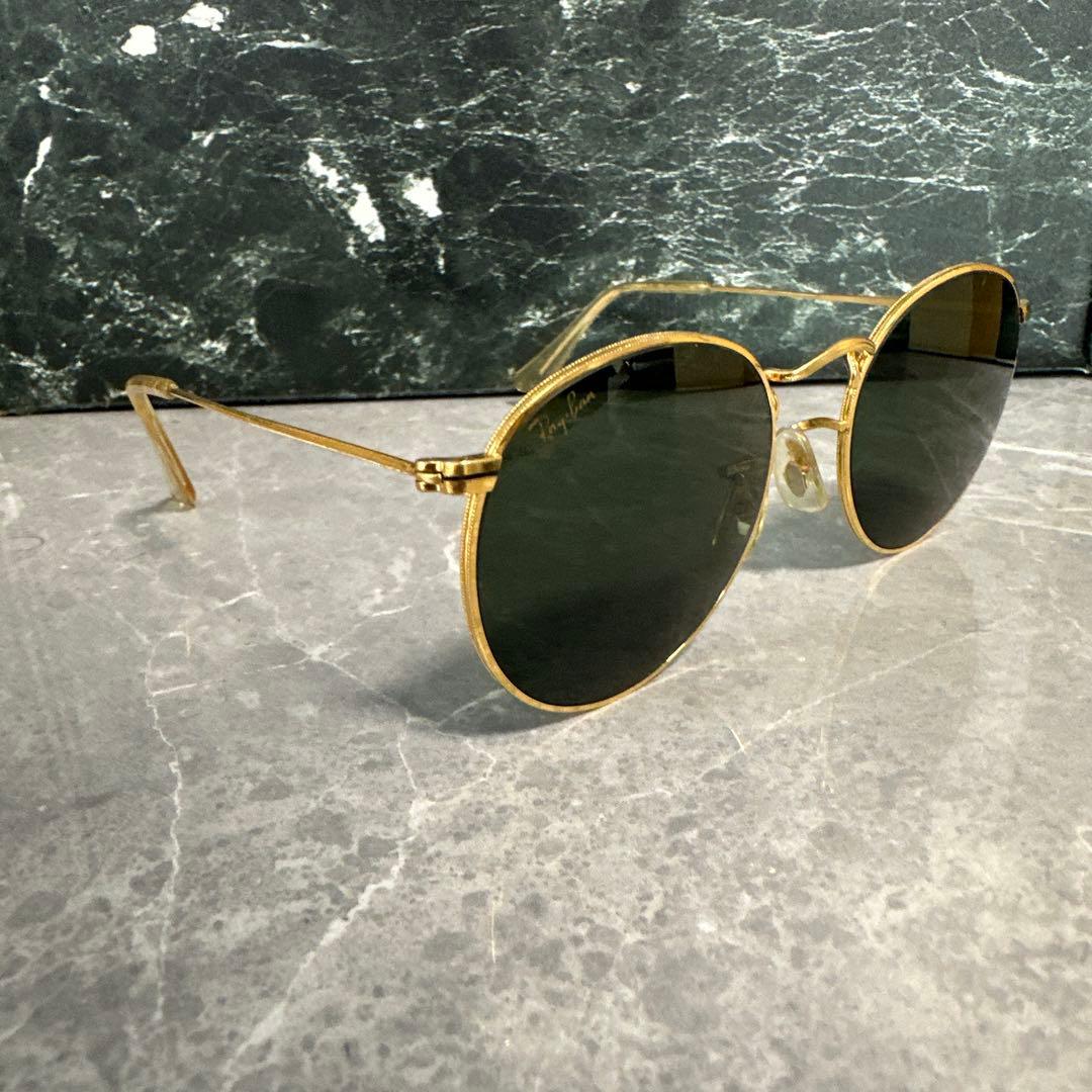 【美品】Ray-Ban B&L USA製　ラウンドメタル　ゴールドサングラスa1