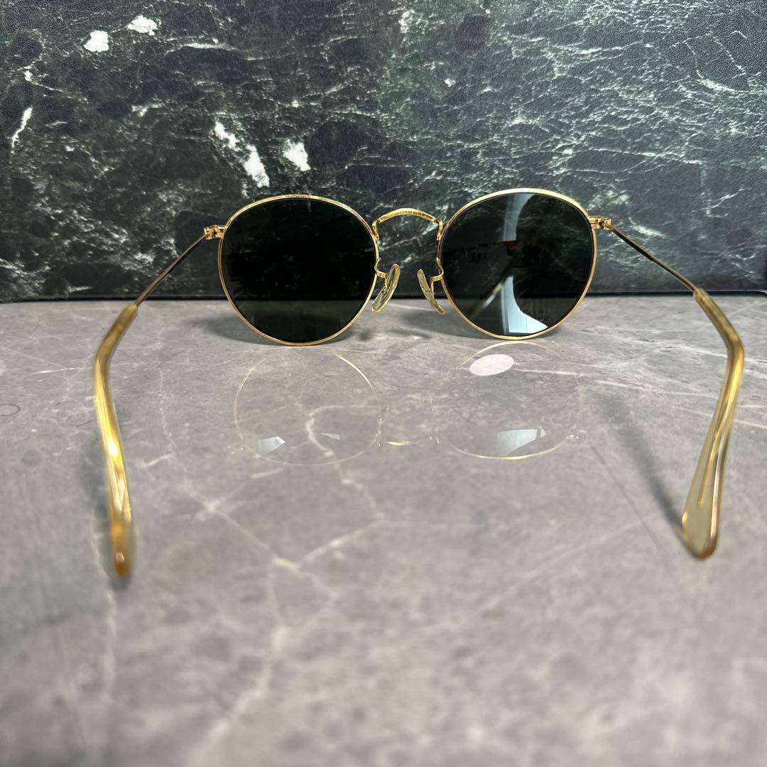 【美品】Ray-Ban B&L USA製　ラウンドメタル　ゴールドサングラスa1