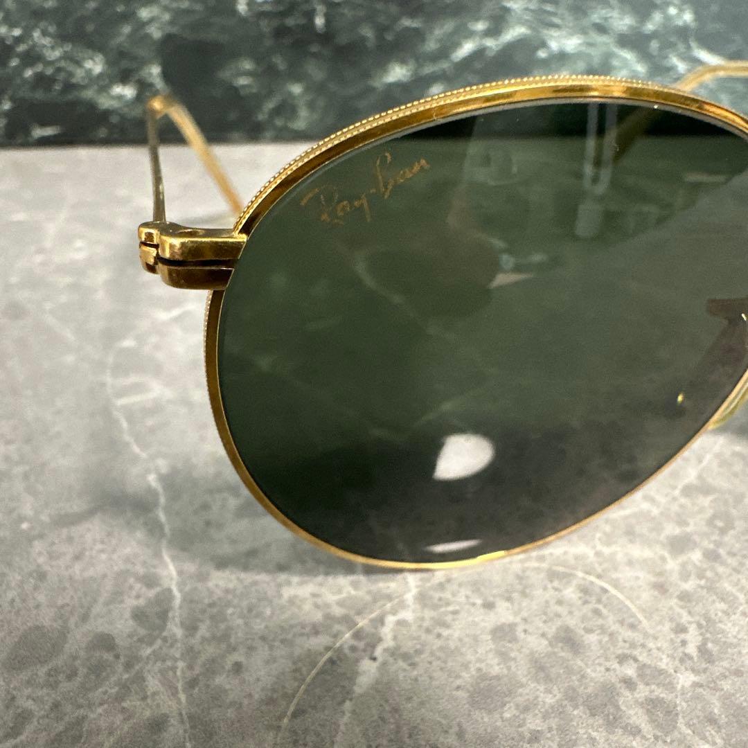 【美品】Ray-Ban B&L USA製　ラウンドメタル　ゴールドサングラスa1