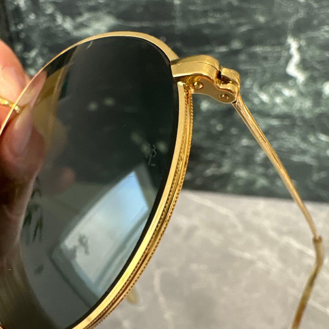 【美品】Ray-Ban B&L USA製　ラウンドメタル　ゴールドサングラスa1