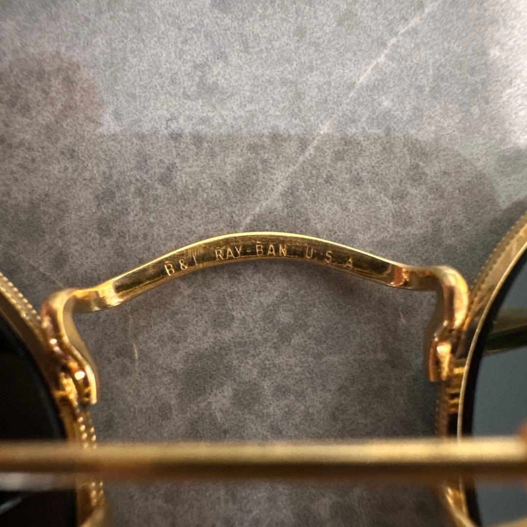 【美品】Ray-Ban B&L USA製　ラウンドメタル　ゴールドサングラスa1