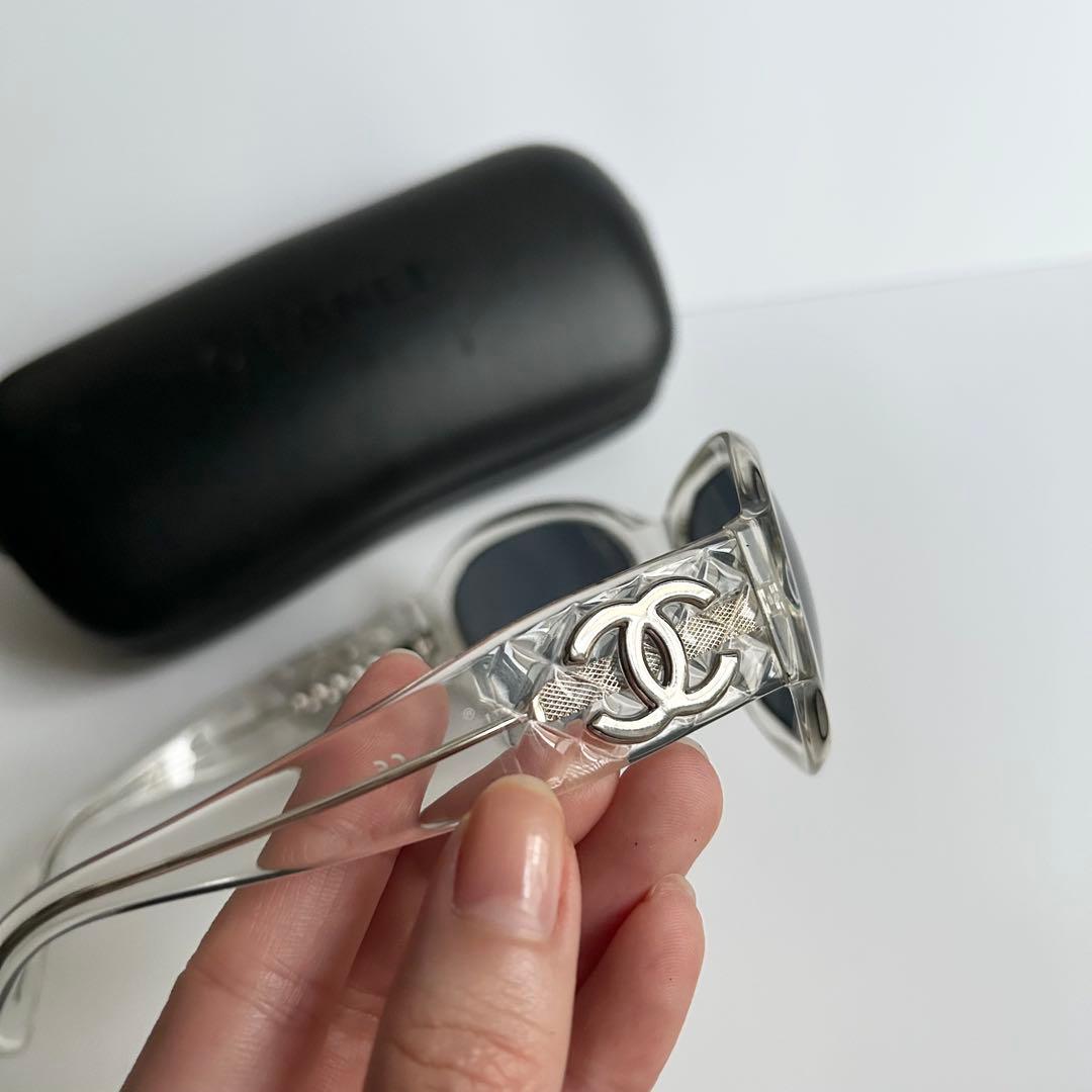 極美品　CHANEL シャネル　ココマーク　マトラッセ　クリア　サングラス