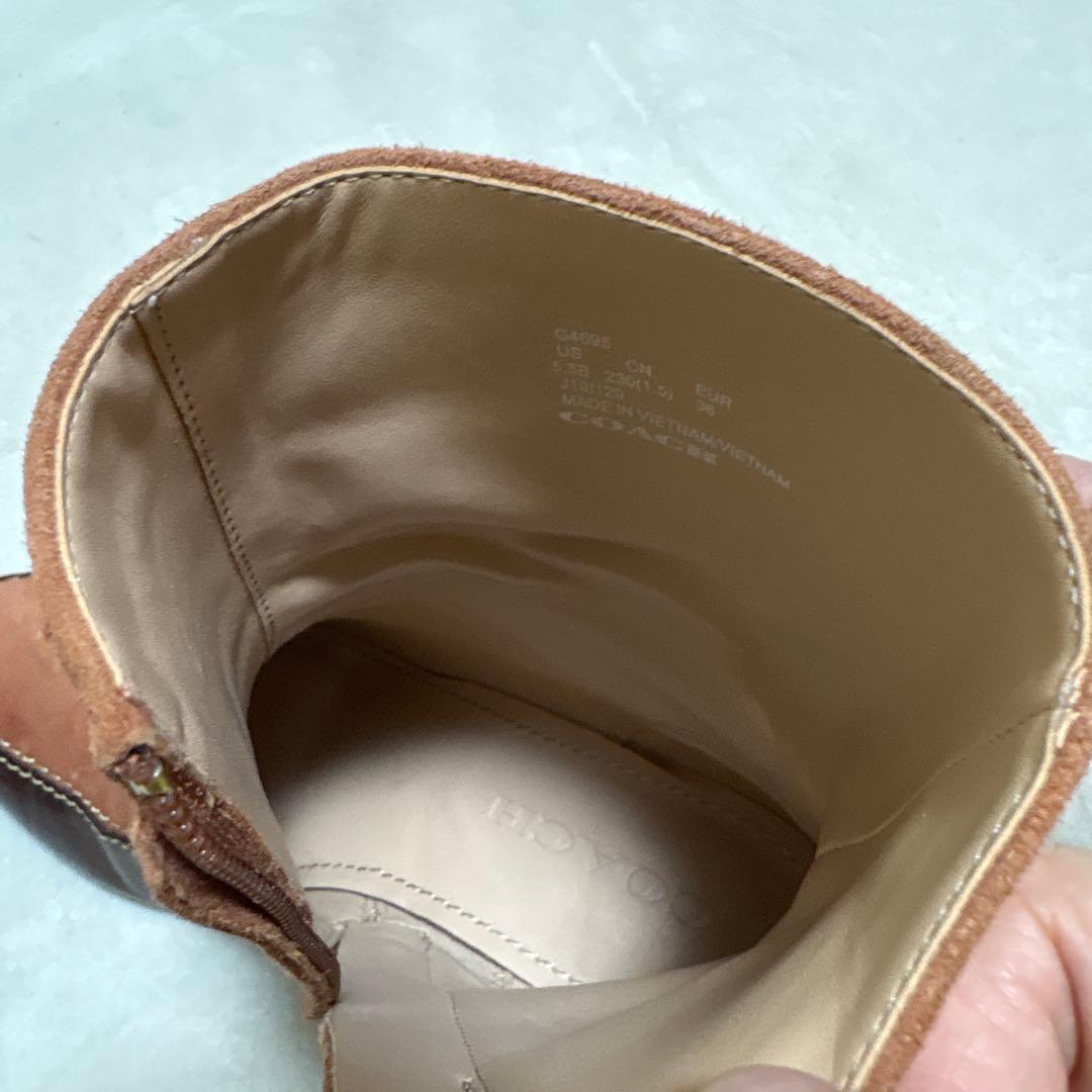 【美品】コーチ エリス ブーティ ショートブーツ 22.5cm レザー スエード