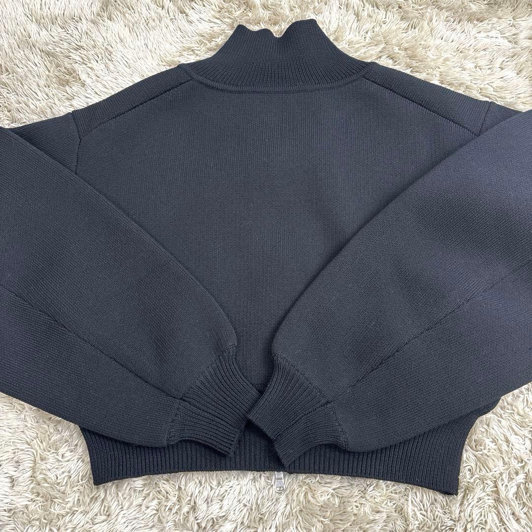 ADAM ET ROPE'◆ ショートジャカードドライバーズニット　黒