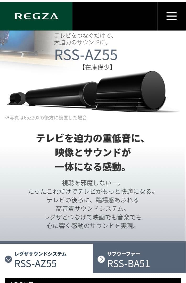 【実働】REGZA RSS-AZ55 TOSHIBAサウンドバー