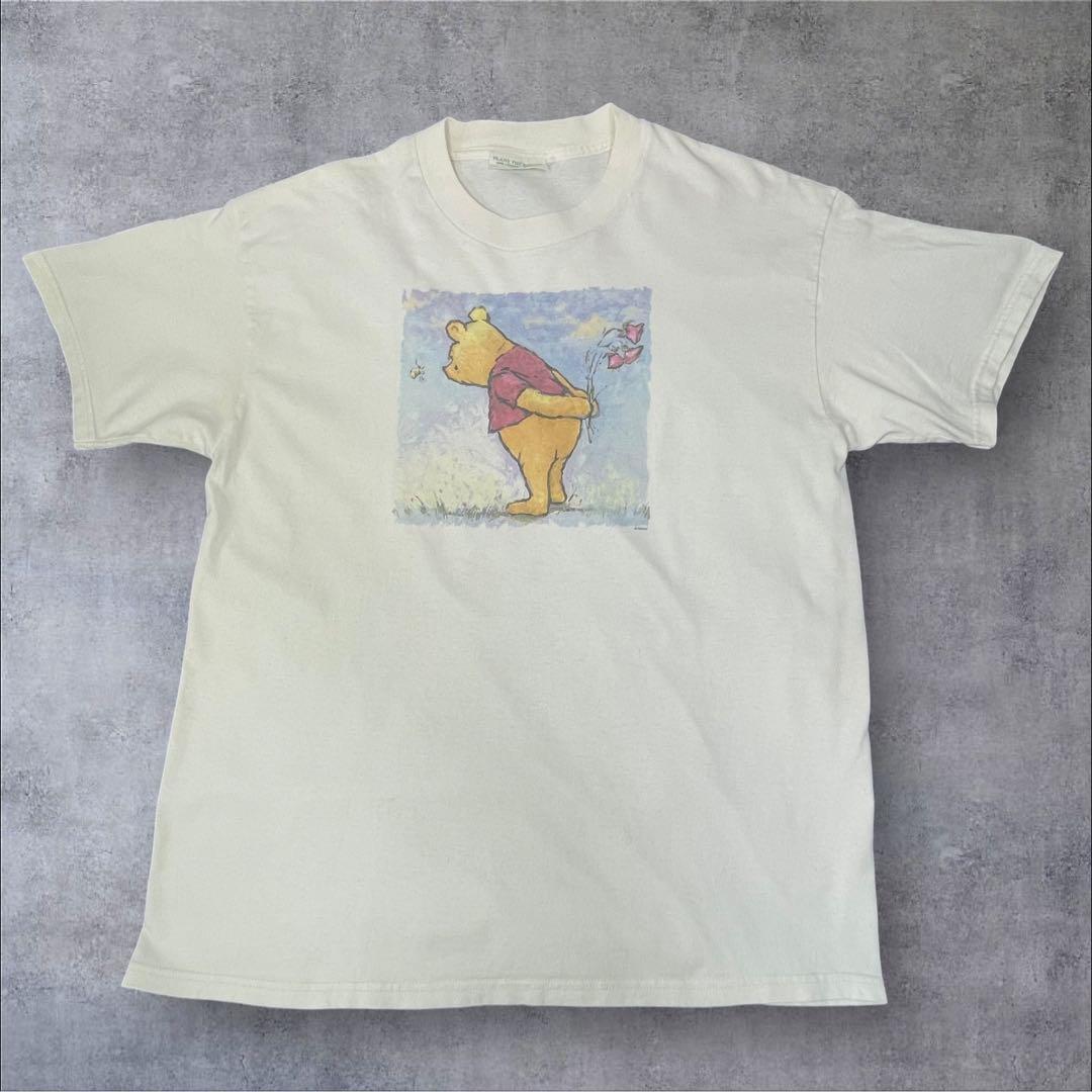 90s~00s Disney Classic Pooh水彩アートプリントTシャツ