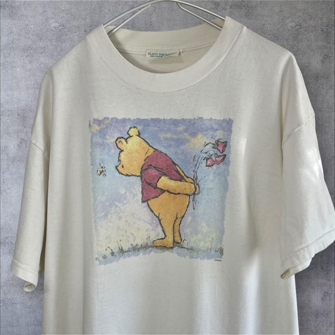 90s~00s Disney Classic Pooh水彩アートプリントTシャツ