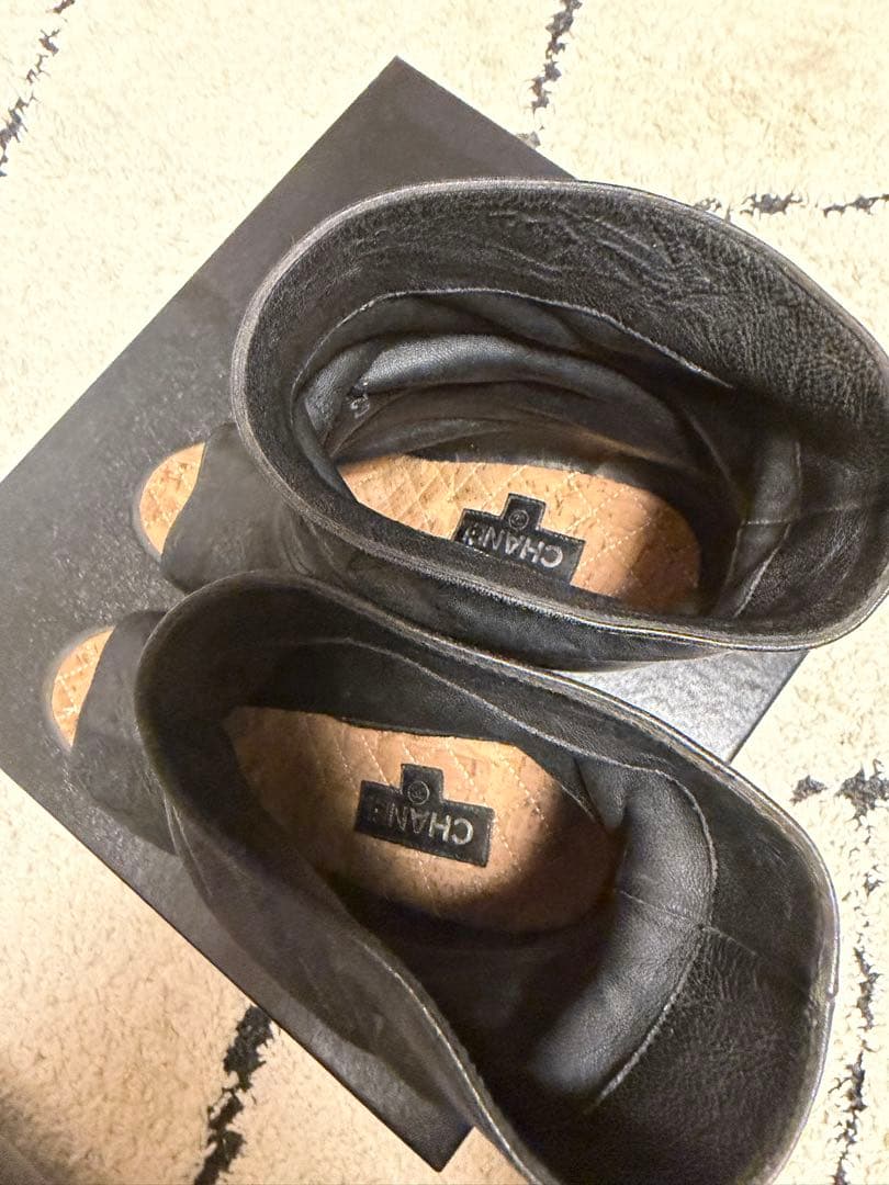 CHANEL ブラック オープントゥ ブーティ 35.5