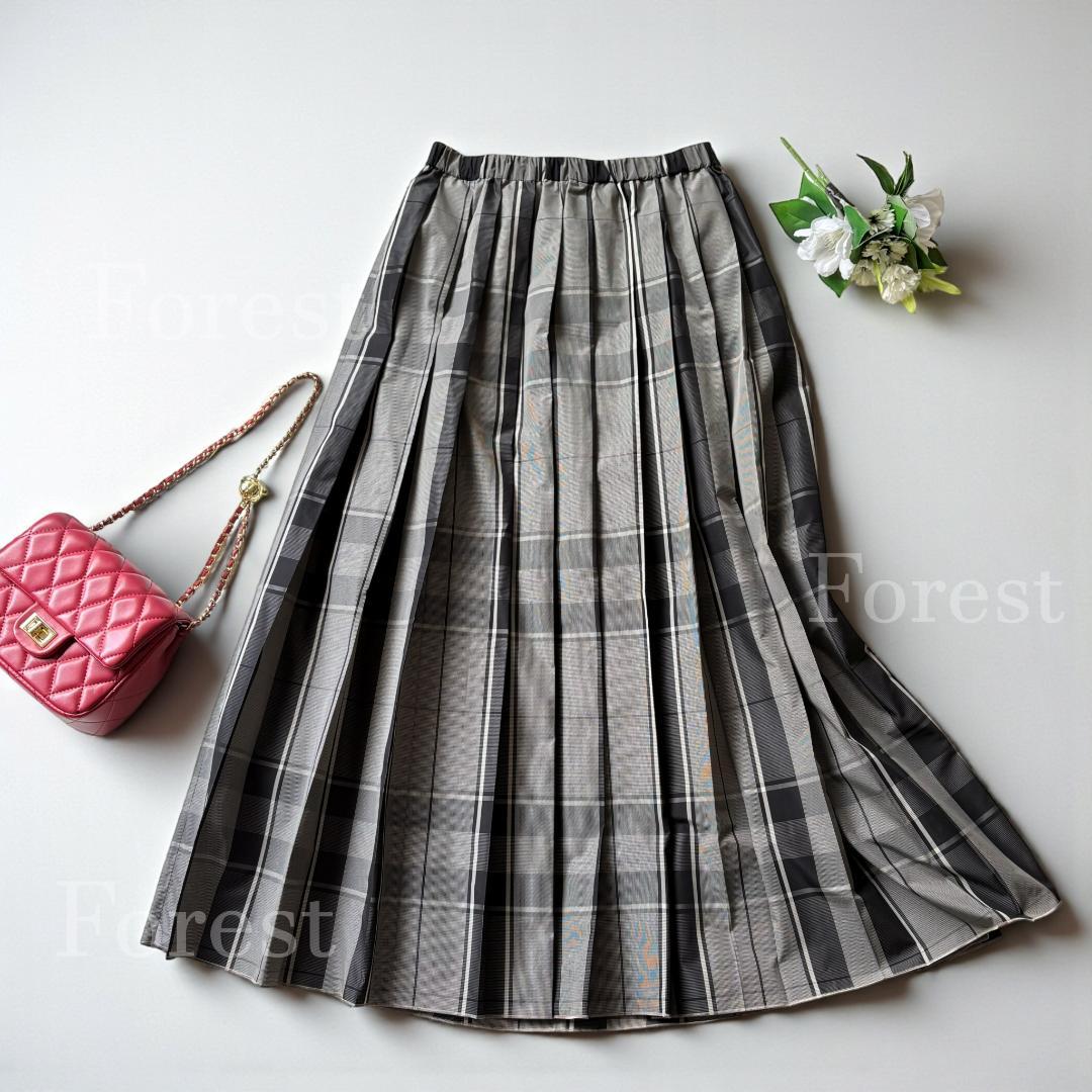 【美品】シャンブレータフタプリーツスカート size38　ユナイテッドアローズ