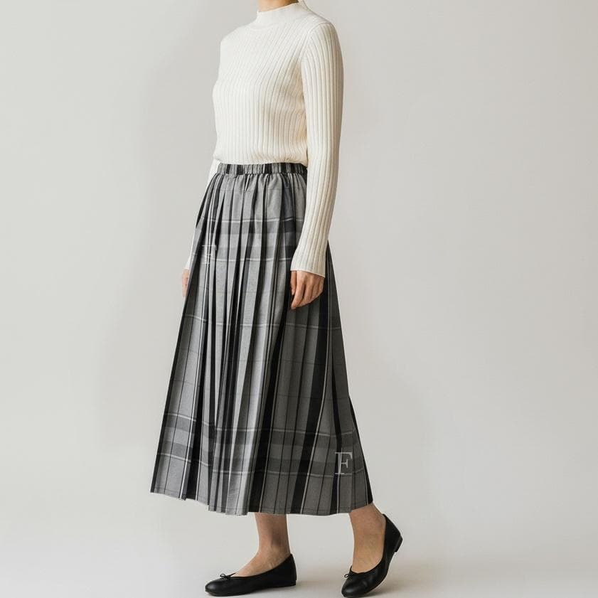 【美品】シャンブレータフタプリーツスカート size38　ユナイテッドアローズ