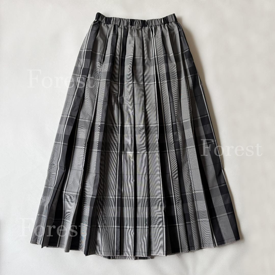 【美品】シャンブレータフタプリーツスカート size38　ユナイテッドアローズ