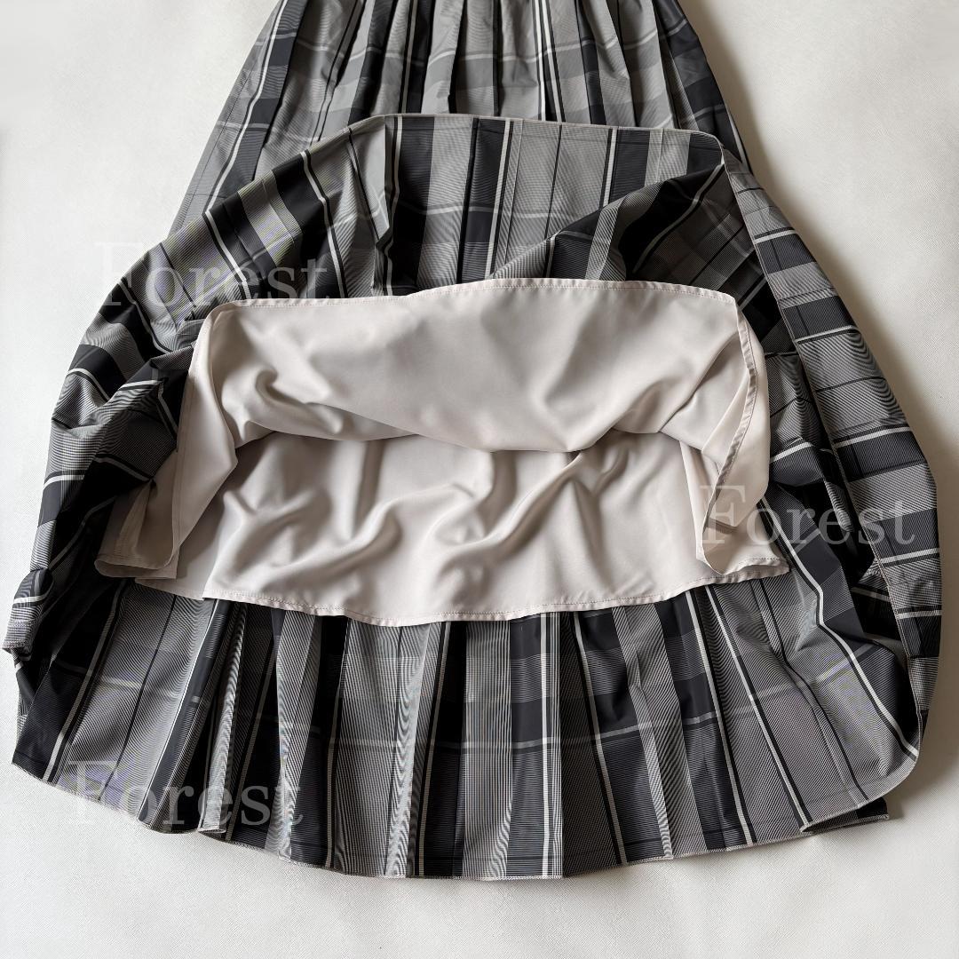 【美品】シャンブレータフタプリーツスカート size38　ユナイテッドアローズ