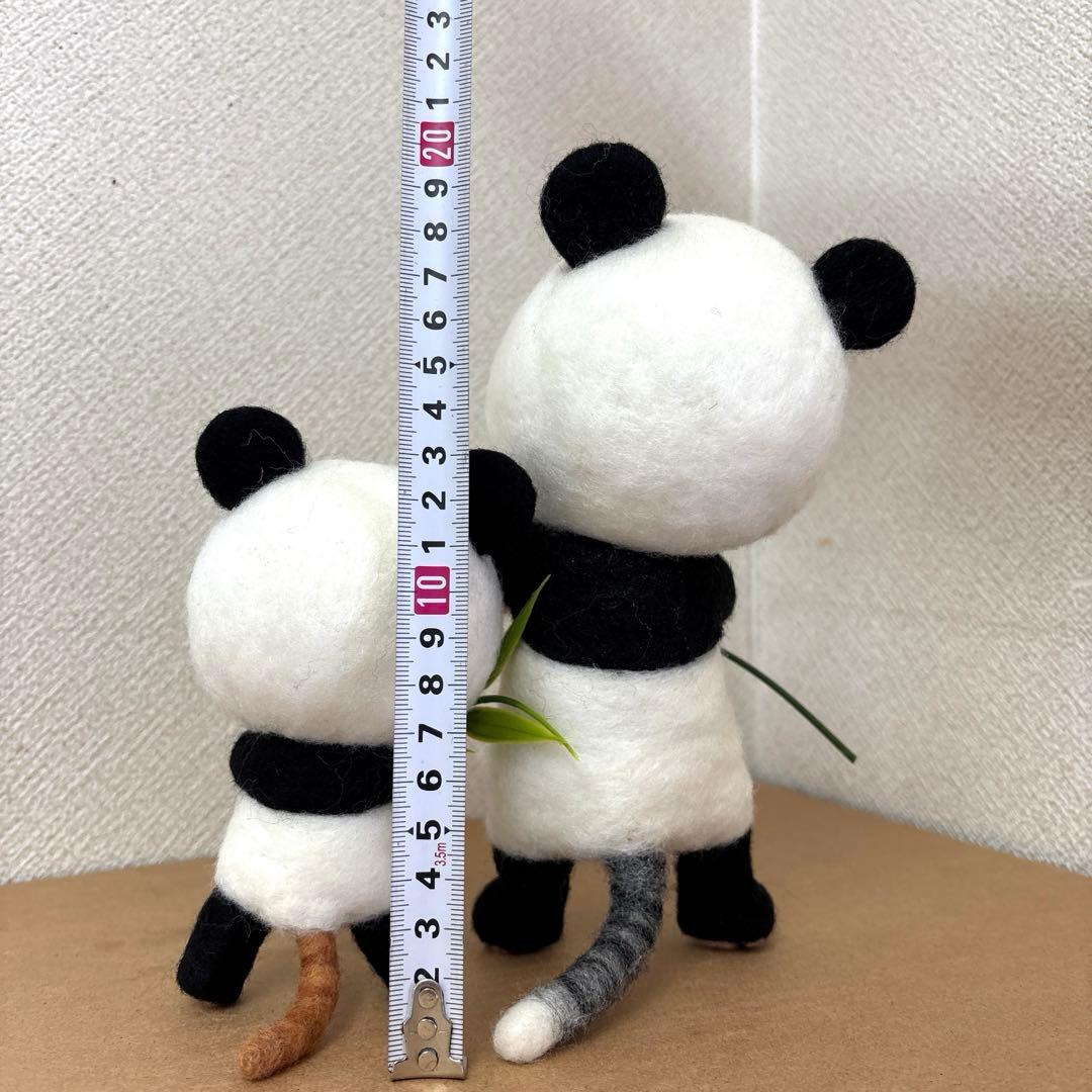 羊毛フェルト　猫パンダ×ちび猫パンダ(*☻-☻*)