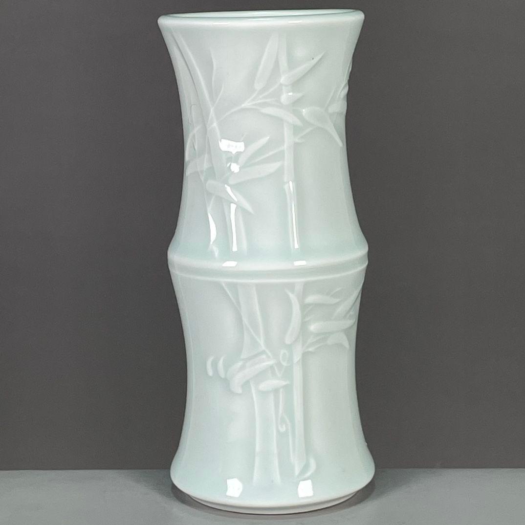 大清雍正彫刻花紋竹節賞瓶 景徳鎮 陶磁器 装飾品 工芸品 美術品 置物