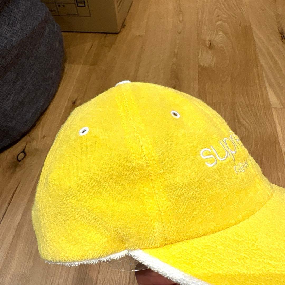 supremeシュプリームキャップ帽子黄色イエローパイル生地本店購入レア状態良好