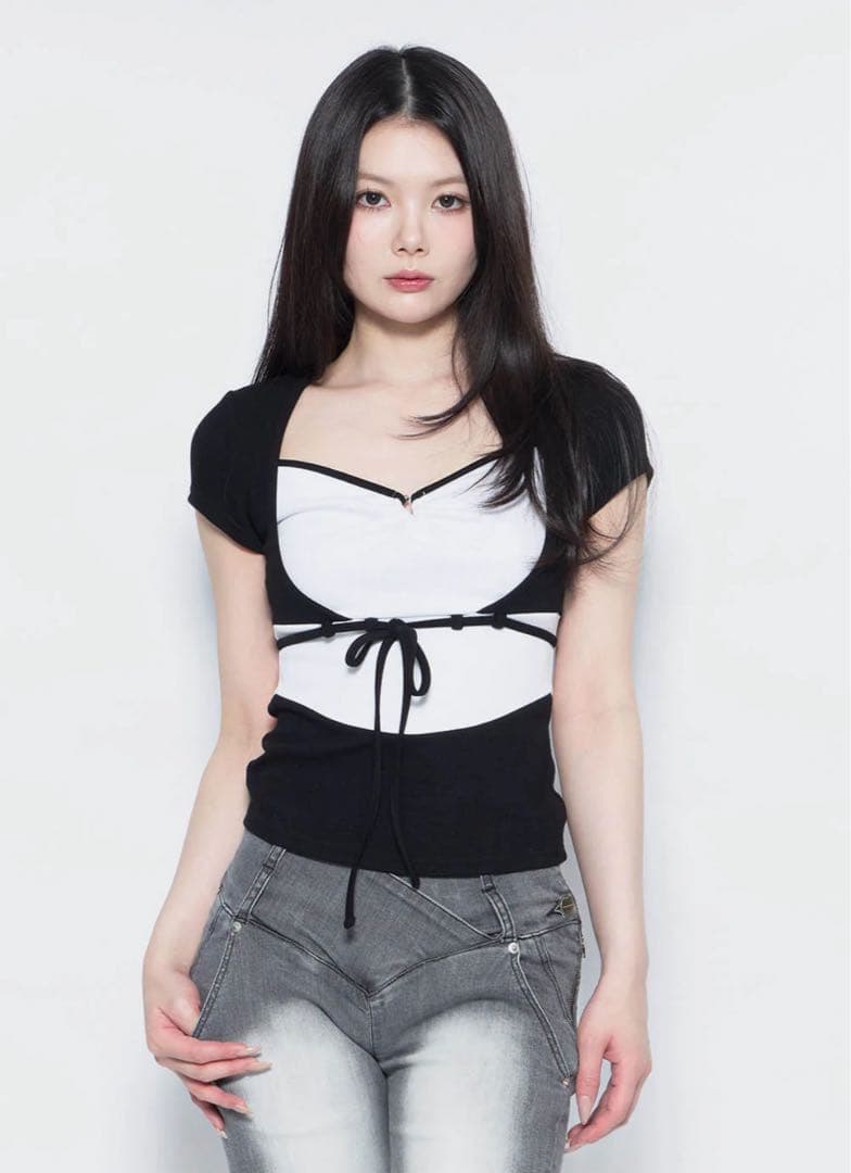 トップス theredthread S symbol bicolor tops