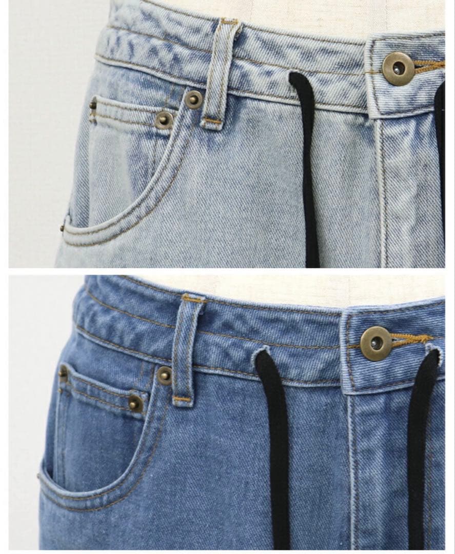 ミーリー　アイスブルー ストレートデニムパンツ　meri