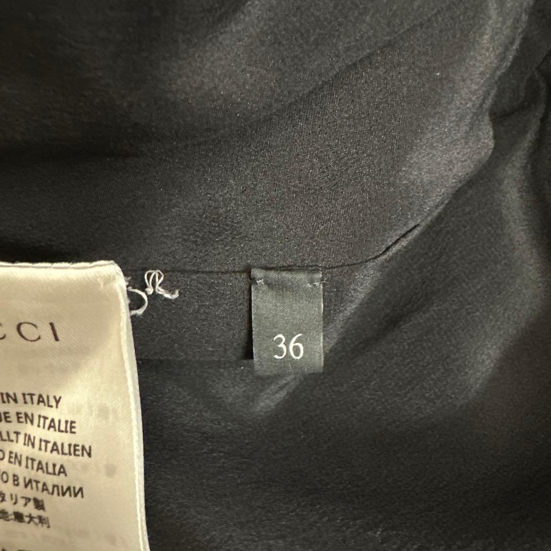 【GUCCI 】グッチ　フリル　白襟　黒ひざ丈ワンピース　フォーマル　36