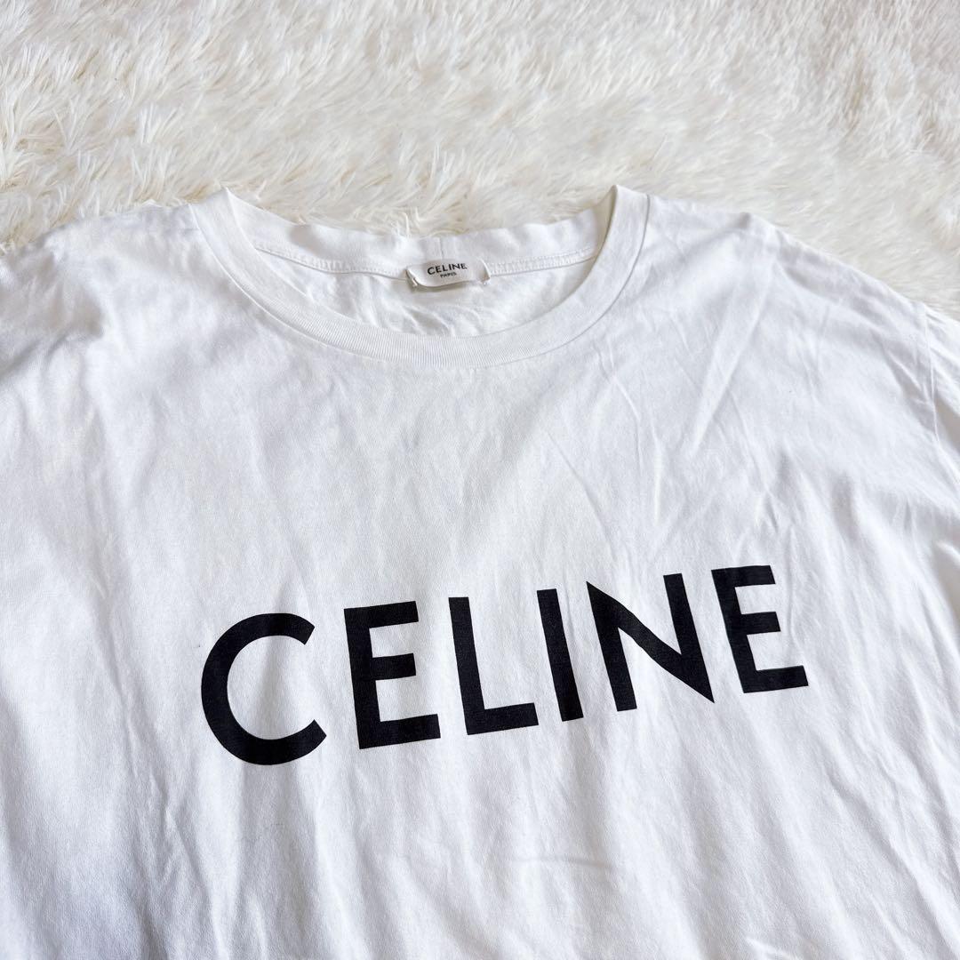 【セリーヌ】希少サイズ Ｔシャツ ホワイト ビックロゴ 2XL メンズ