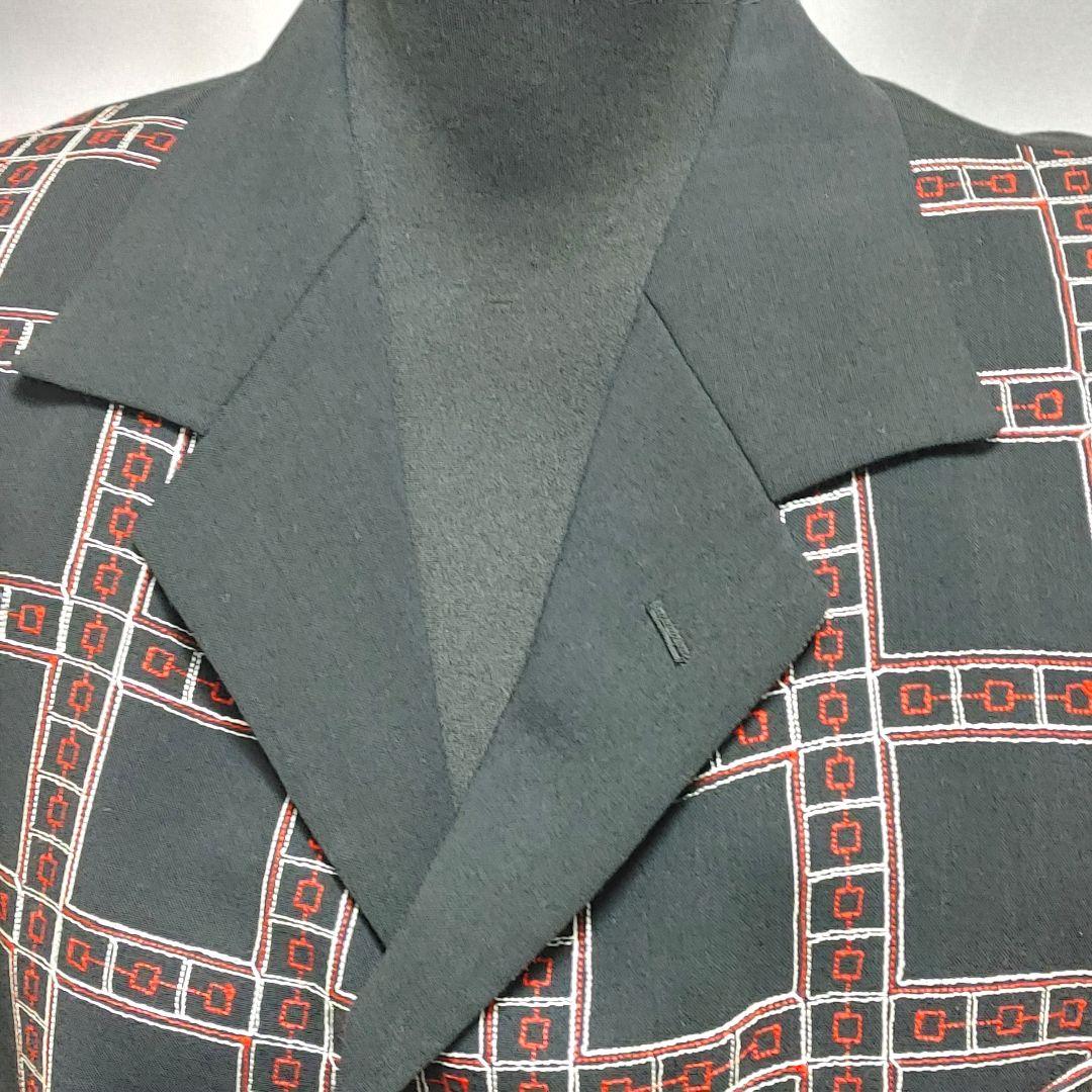 ISSEY MIYAKE テラードジャケットグレーと赤の幾何学模様[希少]
