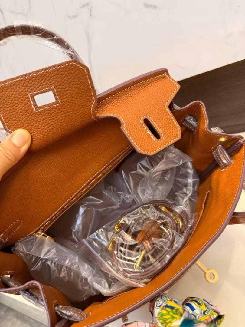 美品 ブラウンレザー ハンドバッグ バーキン30