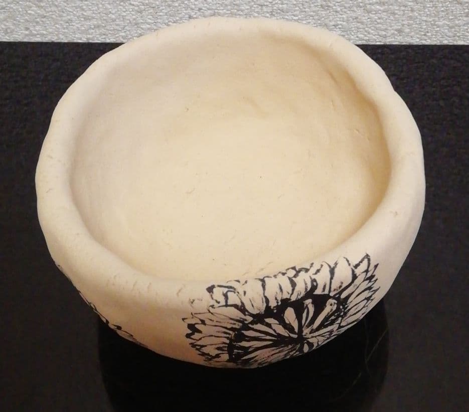 yutaka作　向日葵図　白泥　茶碗　箱付　茶道具