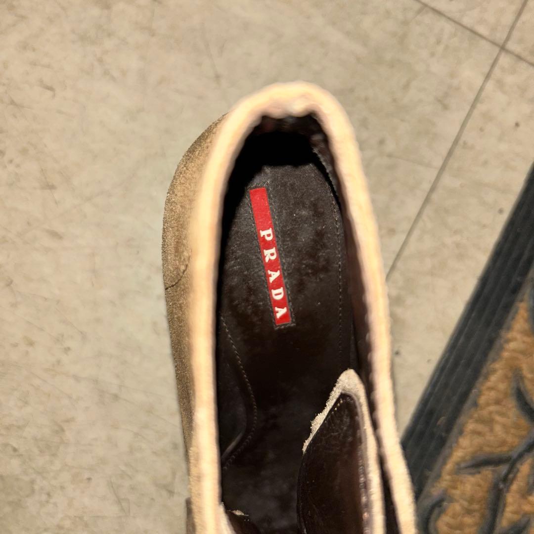 PRADA スエードショートブーツ 37.5 ベージュ ヒール10cm