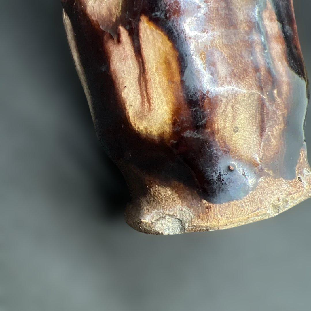 陶磁器　蟹の一輪挿し　在銘　窯変　時代品