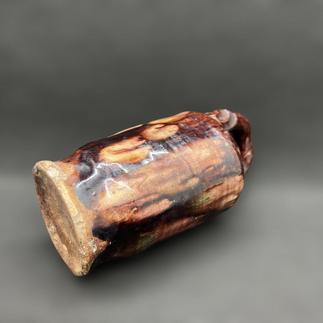 陶磁器　蟹の一輪挿し　在銘　窯変　時代品