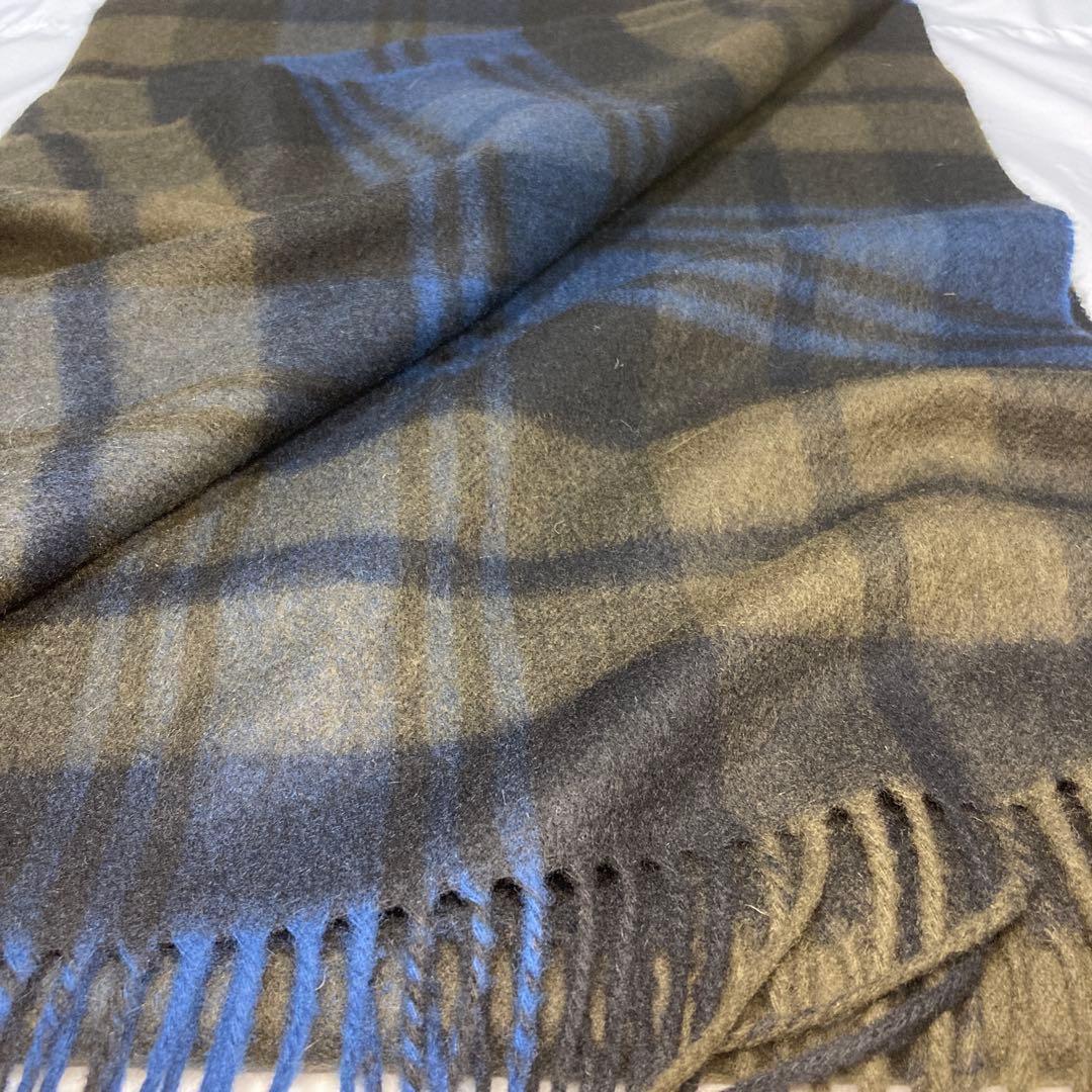 美品 ジョンストンズ カシミヤ100％ 大判ストール カーキ 国内正規品