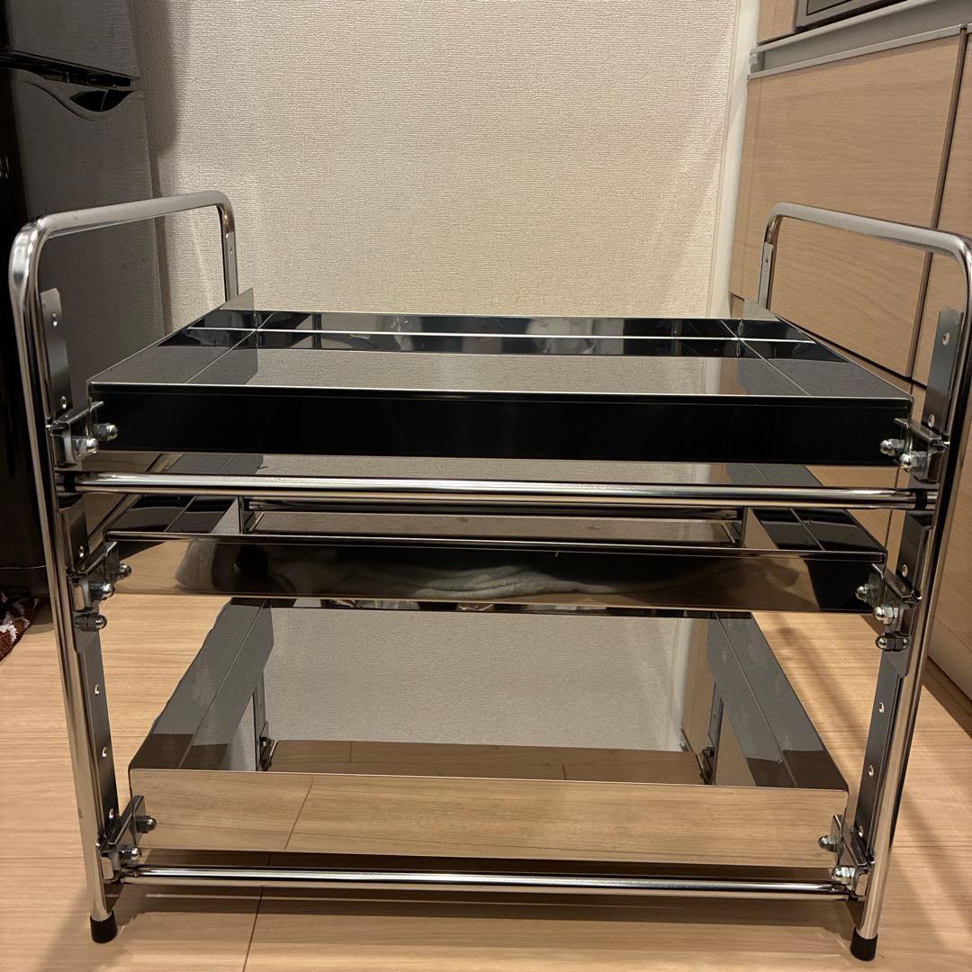 川口工器　ステンレススチール 3段キッチンラック 幅50cm