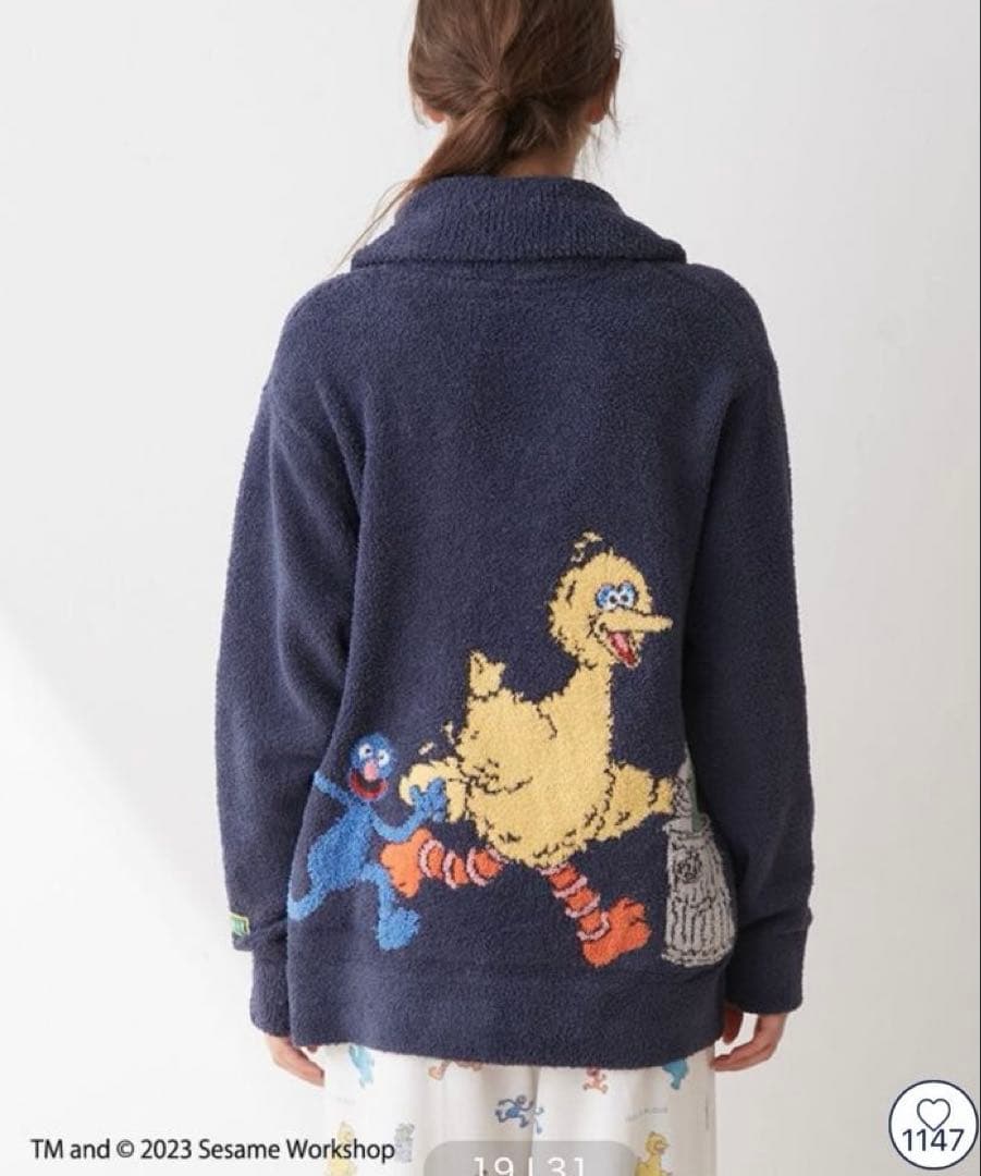 ジェラートピケ　SESAME STREET ジャガードショールカーディガン