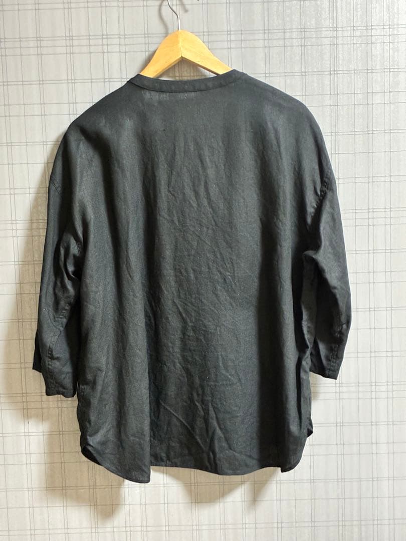 wafu. ヘンリーネック 7分袖シャツ BLACK サイズL