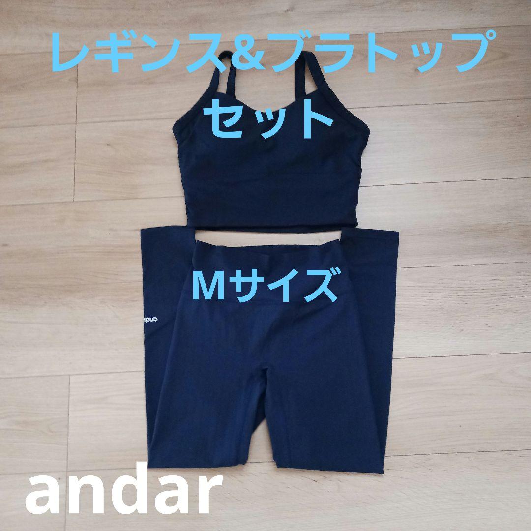 アンダール andar ストライプ　レギンス　ブラトップ　上下セット　M