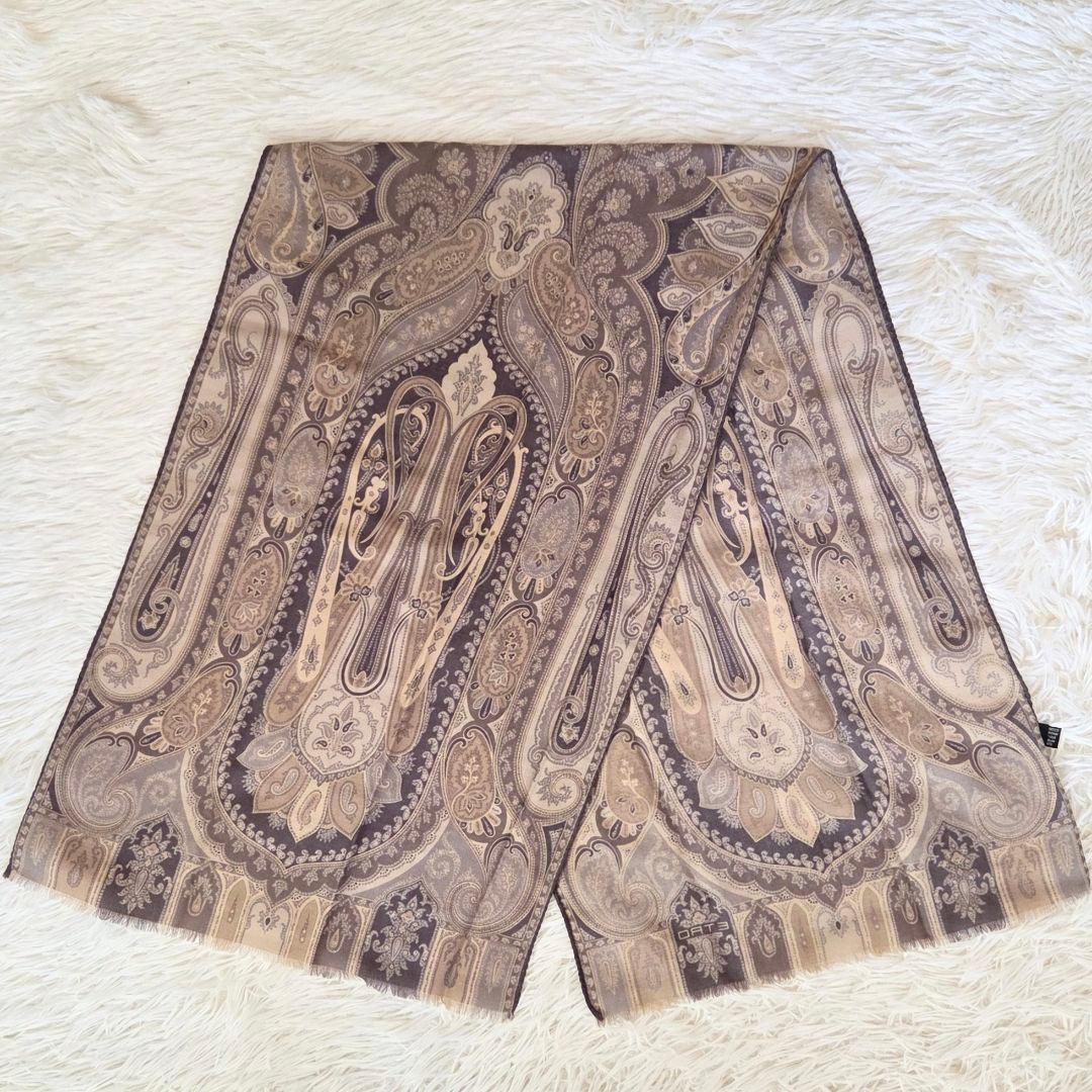 《美品》ETRO エトロ ストール ウール×シルク ペイズリー柄 c