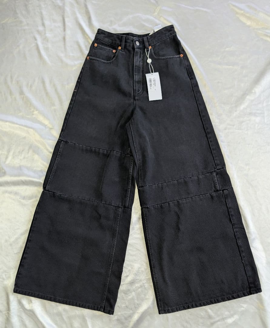 新品未使用　MM6 Maison Margiela ブラック ワイドデニムパンツ
